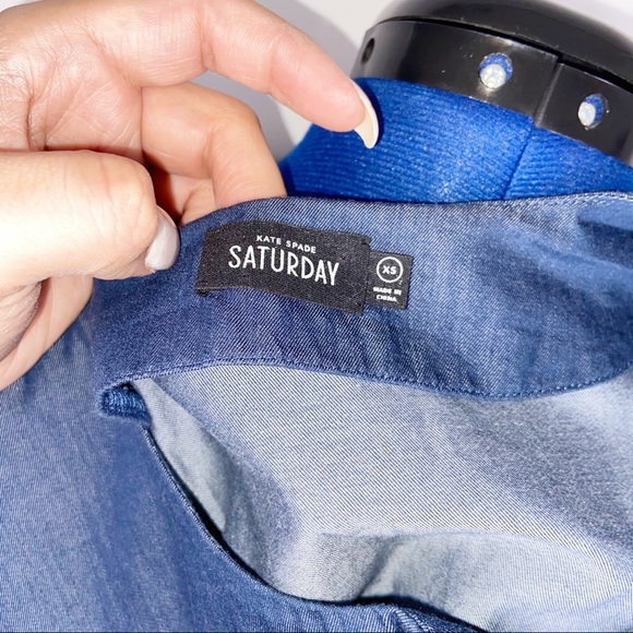 Kate Spade Blue Chambray Wrap Long Sleeve Dress - Picture 7 of 9